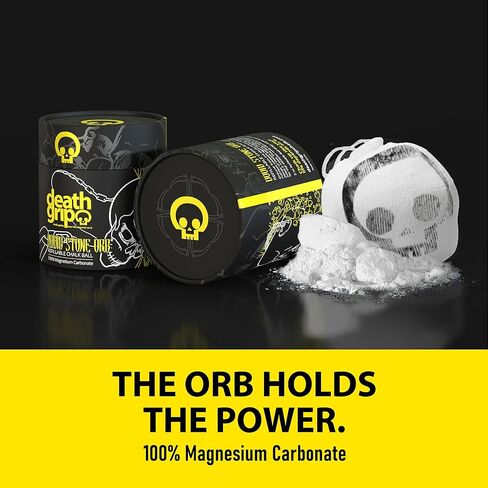 Death Grip Doom Stone Orb Refillable Chalk Ball - 2 oz (60g) 100% Magnesium Carbonate - Rock Climbing, Gym, Gymnastics Chalk - Lifting, Workout or Bouldering - Premium Hand Chalk for Precision Grip in Kuwait
