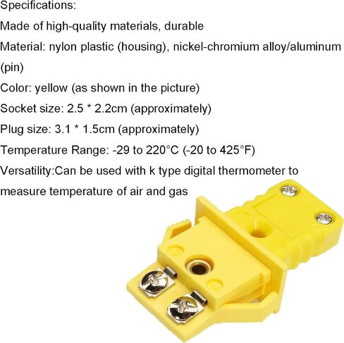 2 PCS K-type لوحة Mount Thermocouple موصل التوصيل المصغرة موصل التوصيل الأصفر والإناث الأصفر المصغر in Saudi Arabia