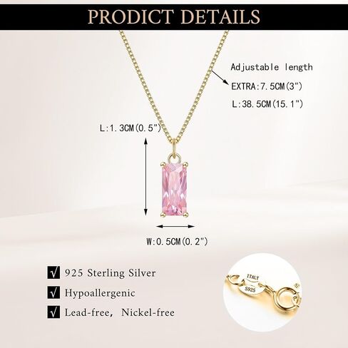 قلادة ماسية صغيرة خلقت من الإيمان ، S925 S925 Silver 14k الذهب الزمرد مقطوعة الحجر المولد زركونيا قلادة القلادة للنساء للأمهات/هدايا مجوهرات عيد ميلاد in Saudi Arabia