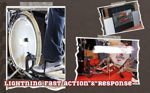 Griffin Single Drum Pedal (سلسلة Quick-kick)-دواسة القدم المزدوجة Deluxe مع مضرب من 4 جوانب ، كاميرا القدرة القابلة للتعديل لالتقاط الطبال المحترفين in Saudi Arabia