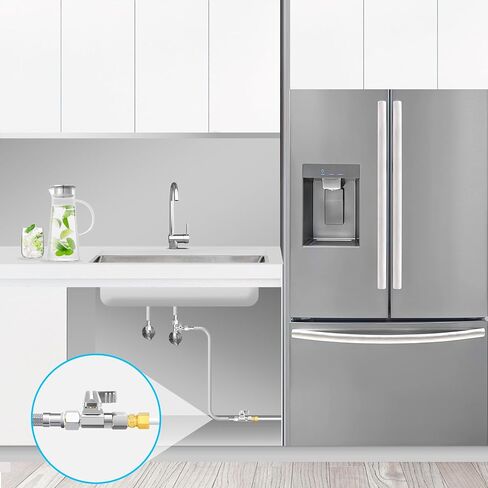 صمام الكرة النحاسي - 1/4 "شركات الذكور × 1/4" شركات الإناث الإناث مغلق صمام ، انعطف الربع لتبديل وضبط تدفق مياه مدخل الثلاجة ، صانع الثلج والمرطب الكبير (1 pcs) in Saudi Arabia