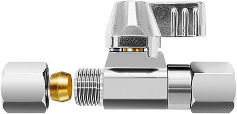 صمام الكرة النحاسي - 1/4 "شركات الذكور × 1/4" شركات الإناث الإناث مغلق صمام ، انعطف الربع لتبديل وضبط تدفق مياه مدخل الثلاجة ، صانع الثلج والمرطب الكبير (1 pcs) in Saudi Arabia