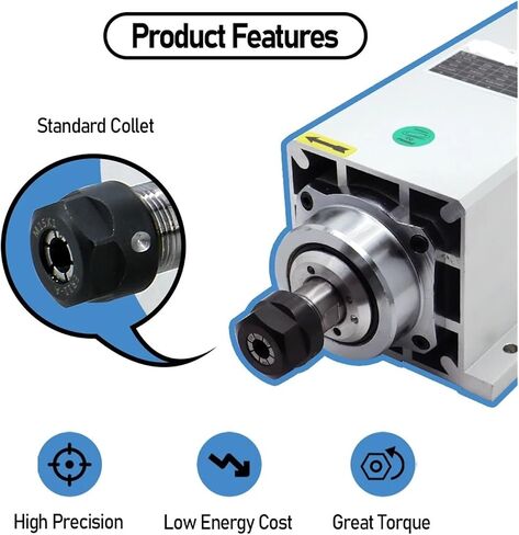 3.5KW Spindle Motor 220v ER20 400hz 24000RPM + ER20A Wrench + 2 pcs ER20 Chuck 1/2 inch 10mm in Saudi Arabia