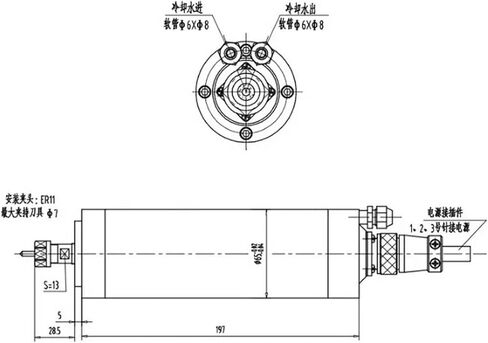 800W ER11 24000 دورة في الدقيقة 65 مم 220 فولت محرك المغزل 4 محامل ماء in Saudi Arabia