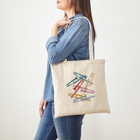 CafePress Trombones Kick Brass Tote Bag Reusable Natural Beige Canvas Shopping Bag in Saudi Arabia