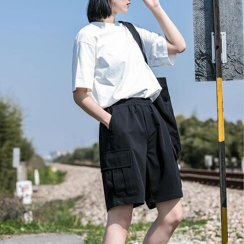 Hewlshawn Women's Hiking Cargo Shorts Athletic Gothic Summer Elastic Waist Bermuda Lightweight Casual Y2k Streetwear in Kuwait