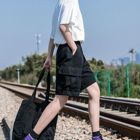 Hewlshawn Women's Hiking Cargo Shorts Athletic Gothic Summer Elastic Waist Bermuda Lightweight Casual Y2k Streetwear in Kuwait