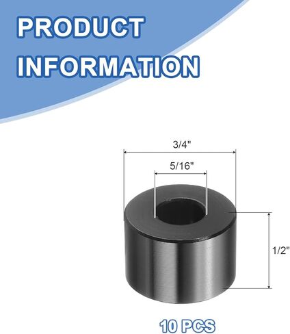 UXCELL 10 PCS فاصل الألمنيوم ، 5/16 "Bore x 3/4" OD X 1/2 "طول فاصل أسود مستدير غير متخلف من الفواصل المعدنية اللمسات الأخيرة in Kuwait