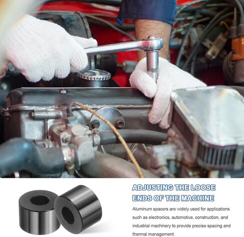 UXCELL 10 PCS فاصل الألمنيوم ، 5/16 "Bore x 3/4" OD X 1/2 "طول فاصل أسود مستدير غير متخلف من الفواصل المعدنية اللمسات الأخيرة in Kuwait