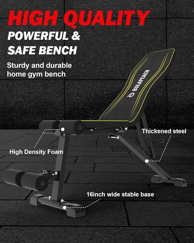 Adjustable Weight Bench Workout Bench for Home Gym, Foldable Workout Bench 700LBS Weight Capacity for Full Body Strength Training,Incline Flat Decline Sit-up Bench (2 Resistance Bands) in Kuwait