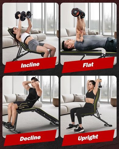 Adjustable Weight Bench Workout Bench for Home Gym, Foldable Workout Bench 700LBS Weight Capacity for Full Body Strength Training,Incline Flat Decline Sit-up Bench (2 Resistance Bands) in Kuwait