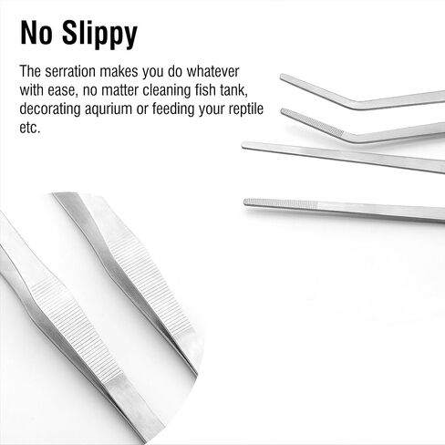 18.9 inch Heavy Duty Extra Long Tweezers for Salt & Fresh Water Fish Tank, Curved SUS 304 Stainless Steel Aquascape Tweezers for Aquarium & Terrarium, Large Metal Snake Feeding Tongs in Saudi Arabia