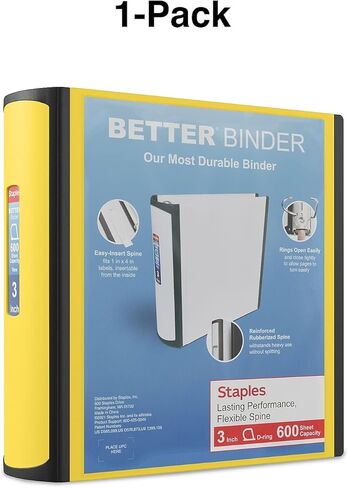 Staples 807717 Better 3-Inch D 3-Ring View Binder Red (18367) in Saudi Arabia