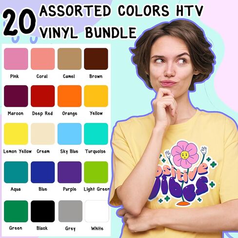 TECKWRAP HTV VINYL BUNDLE TRANDLE TRANTER VINYL 12 "X10" - 28 ألوانًا متنوعة من الحديد على حزمة الفينيل تشمل 19 ورقة فينيل PU و 9 أوراق فينيل بريق ، وتصميم الصحافة الحرارية للقمصان DIY وغيرها من الأقمشة in Saudi Arabia