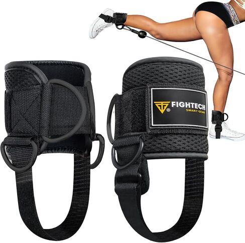 Fightech Cable Cable Cable Straps مرفق لصالة الألعاب الرياضية - أحزمة الكاحل الكابل - أصفاد الكاحل المبطنة لعمليات الركود وتمارين الساق in Kuwait