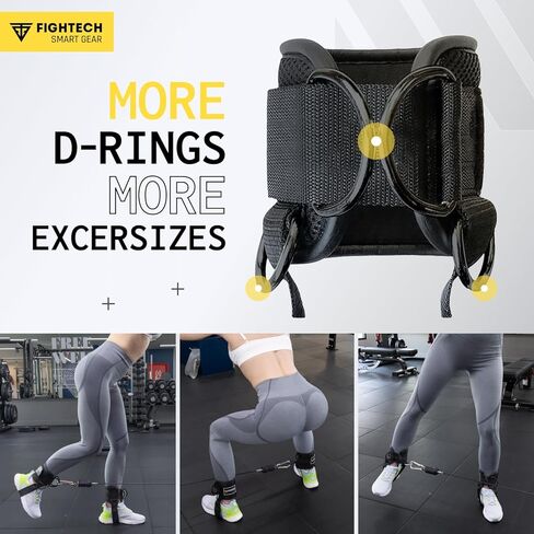 Fightech Cable Cable Cable Straps مرفق لصالة الألعاب الرياضية - أحزمة الكاحل الكابل - أصفاد الكاحل المبطنة لعمليات الركود وتمارين الساق in Kuwait