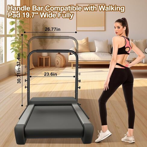 Walking Pad Handle bar Attachment – Treadmill Stand & Accessories for Extra Stability and Support, Compatible with Treadmills up to 19.7 in Wide, Adjustable Handlebar Height (up to 37.4 in), Black in Saudi Arabia