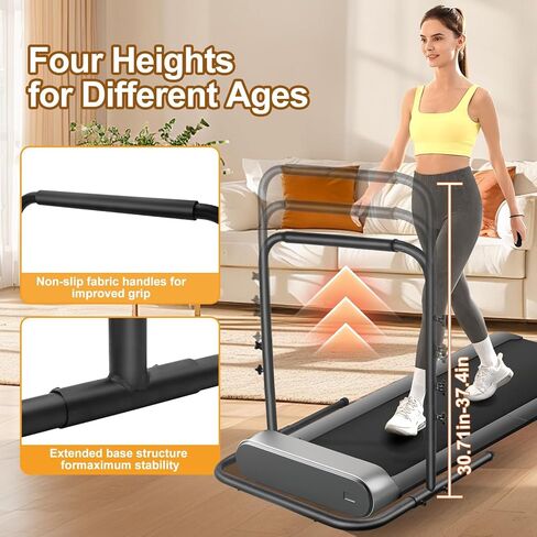 Walking Pad Handle bar Attachment – Treadmill Stand & Accessories for Extra Stability and Support, Compatible with Treadmills up to 19.7 in Wide, Adjustable Handlebar Height (up to 37.4 in), Black in Saudi Arabia