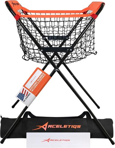 ACELETIQS Baseball Softball Portable Batting Practice Ball Caddy, Use During Training and Drills, Save Your Back No More Bending, Holds up to 60 Baseballs, Instant Setup in Saudi Arabia