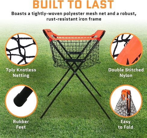 ACELETIQS Baseball Softball Portable Batting Practice Ball Caddy, Use During Training and Drills, Save Your Back No More Bending, Holds up to 60 Baseballs, Instant Setup in Saudi Arabia
