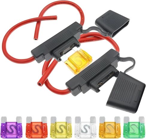 8 10 AWG 8AWG 10AWG Wire Car Fuse Holder Water-Resistant Automotive with Cover Inline Auto with Maxfuse 60A 1Pcs(10 AWG,60A) in Saudi Arabia