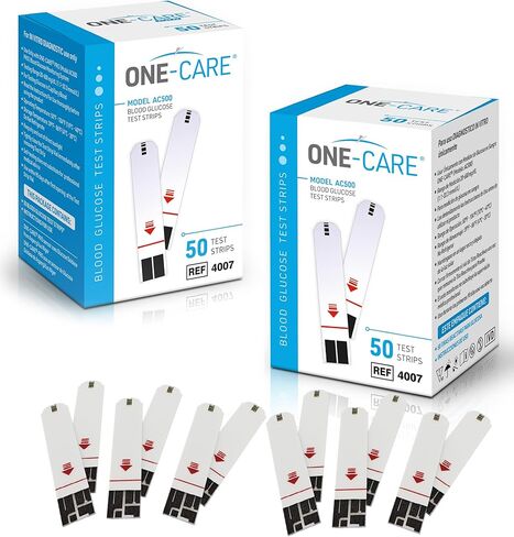 ONE-CARE 100 count Blood Glucose Test Strips, Precision Sugar Measurement for Diabetics, Monitor Your Diabetes (2 boxes of 50 each) in Kuwait
