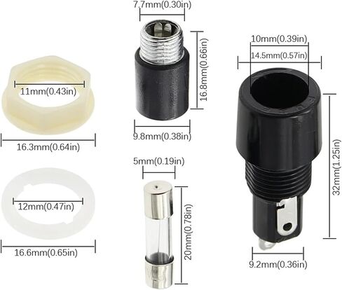 5 * 20 مم حامل تدوير الجوز التناوب MF-528 5x20 أسود أنبوب مسطح من نوع Crosshead Cap Cap Holder 10A 250V 5pcs (0.75a) in Saudi Arabia