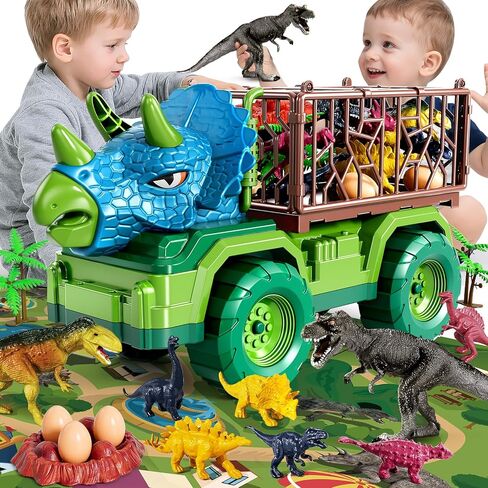 Dinosaur Cars Truck Toys for Kids 3-5 with 8 Dinosaur Figures, Activity Play Mat, Dinosaur Egg, Trees, Jurassic Play Set for Boys and Girls Ages 5-7 in Saudi Arabia