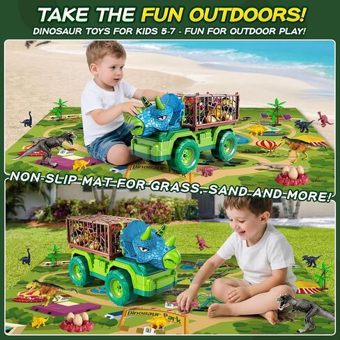 Dinosaur Cars Truck Toys for Kids 3-5 with 8 Dinosaur Figures, Activity Play Mat, Dinosaur Egg, Trees, Jurassic Play Set for Boys and Girls Ages 5-7 in Saudi Arabia