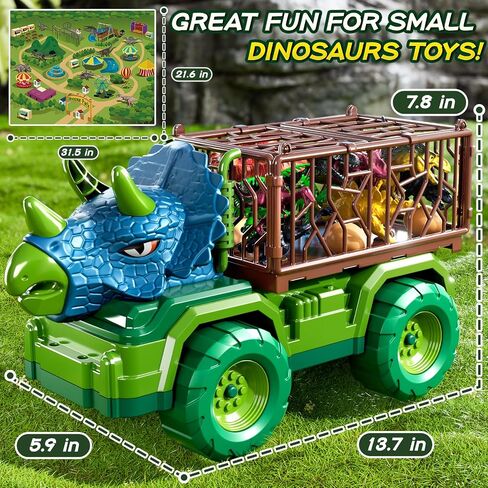 Dinosaur Cars Truck Toys for Kids 3-5 with 8 Dinosaur Figures, Activity Play Mat, Dinosaur Egg, Trees, Jurassic Play Set for Boys and Girls Ages 5-7 in Saudi Arabia