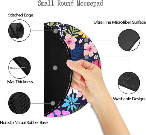 Mouse Pad,Anti Slip Rubber Round Mousepads Desktop Notebook Mouse Mat with Stitched Edge for Working and Gaming (Marble Pretty Pink) in Kuwait