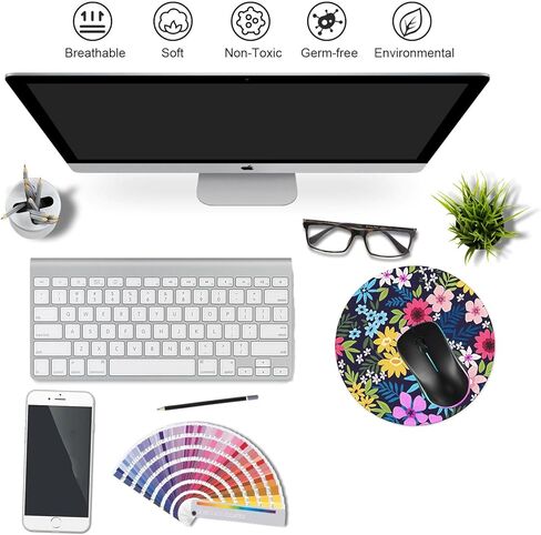 Mouse Pad,Anti Slip Rubber Round Mousepads Desktop Notebook Mouse Mat with Stitched Edge for Working and Gaming (Marble Pretty Pink) in Kuwait