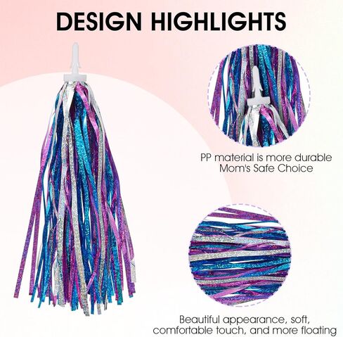 4pcs Bike Streamers for Girls,Colorful Bike Tassels for Girls,Durable Bicycle Streamers, Suitable for All Kinds of Children's Vehicles, Including Bicycles, Scooters and Tricycles in Kuwait