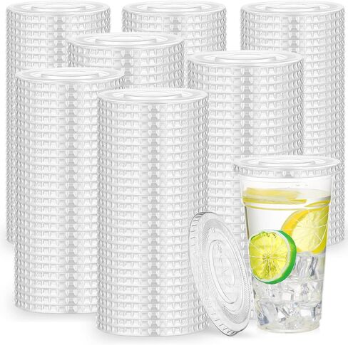 Hortsun 1000 Count 98mm Clear Flat Lids with Straw Slot Fits 16, 20, 24 oz Cups Disposable PET Plastic Transparent Cup Lids for Summer Iced Coffee Milkshake Ice Cream Party Supplies in Saudi Arabia