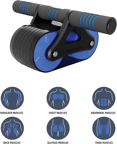 انتعاش تلقائي AB Roller Wheel لصالة الألعاب الرياضية المنزلية - معدات اللياقة الأساسية القوية مع منصة الركبة - تمرين في البطن مثالي للرجال والنساء ، تدريبات ABS الفعالة وتدريب القوة in Saudi Arabia