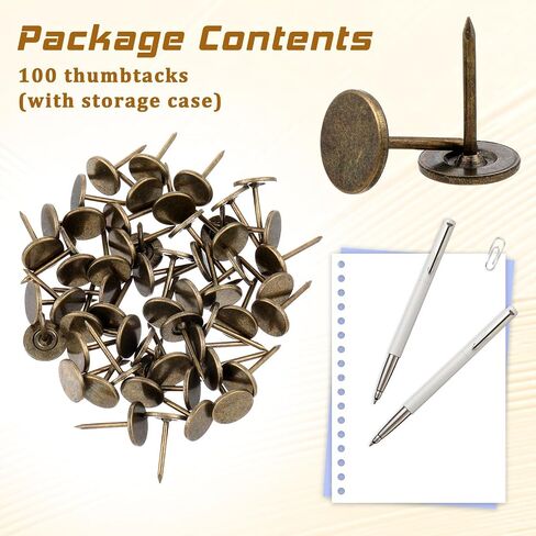 100pcs تنجيد المفروشات إبهام الجدار ، 0.67 بوصة رأس مسطح دبابيس الدفع الشقوق مدبابيس زخرفية زخرفية للمكتب ديكور الأثاث منزل الخشبية مشاريع DIY ، البرونزية in Saudi Arabia
