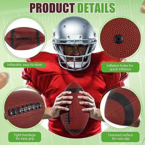 Jerify 12 Pcs Composite Leather Footballs Official Size Football Bulk Inflatable Football Ball with Pump Indoor Outdoor Regulation Highschool College Size 7 Football for Training and Recreational Play in Saudi Arabia