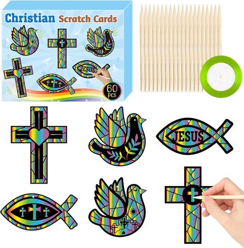 Watinc Hedgehog Scratch Crafts Cards - 60pcs Fall Scratch Art Kit for Kid ، Autumn DIY Magic Animal Hanging Paper ، Party Harvest Sunday School Classrich in Kuwait