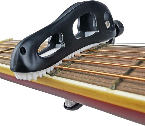 Jurassic T -Rex Guitar Capo - تصميم جمجمة الديناصورات مع أسنان السيليكون ، سبيكة الزنك قابلة للتعديل للغيتار الصوتي/الكهربائي ، باس ، القيثارة والبانجو (Silver) in Kuwait