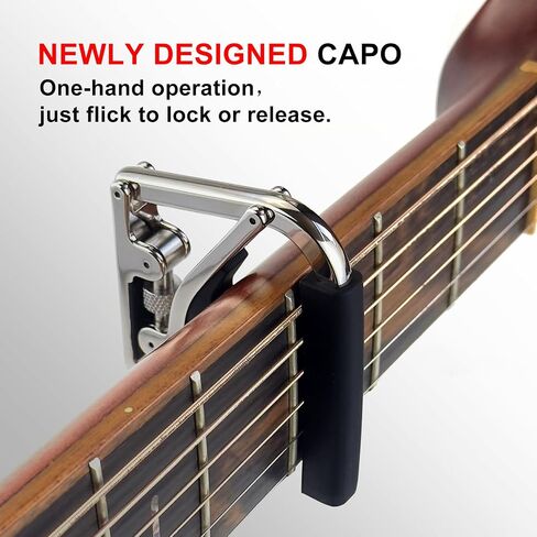 Guitar Capo for Acoustic and Electric Guitars - Adjustable Capo with Memory Tension-Bright Chrome Color. in Kuwait