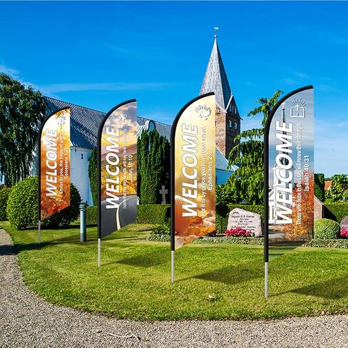 4 Pcs Church Welcome Feather Flags with Scripture Sanctuary Welcome Swooper Flag for Outside Church Banners Outdoor Inspirational Christian Banner Hanging Sign for Worship Religious Event in Kuwait