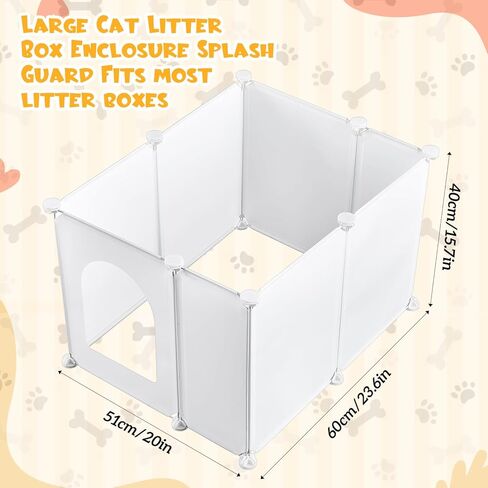 Marsui Extra Large Cat Litter Box Enclosure Splash Guard 31.5 x 20 x 15.7 Inches DIY Litter Box Wall Shield Easy Clean Dog Litter Box Enclosure Light Weight Plastic Sheets for Most Litter Boxes in Kuwait
