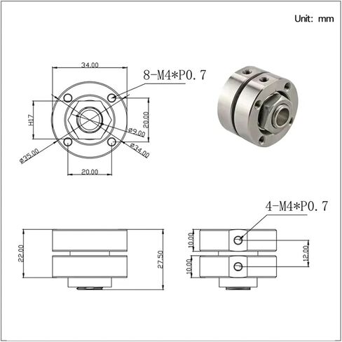 يمكن أن يمر مفصل عزم الدوران من الفولاذ المقاوم للصدأ من خلال مثبط ثقب السلك أي عمود تخميد 1pcs (4.0n.m) in Kuwait