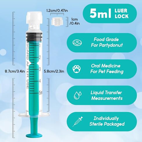 SHAOTONG 1ml/cc Luer Lock Syringes with Cap Without Needle, Sterile, Individually Wrapped, Pack of 50 in Kuwait