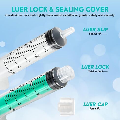 SHAOTONG 1ml/cc Luer Lock Syringes with Cap Without Needle, Sterile, Individually Wrapped, Pack of 50 in Kuwait