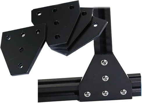 2pcs 5 Hole Aluminum Profile Connection Plate Plate Angle Bracket Connection Connection Strip Black with Bolts 2020 3030 404(2020 T) in Saudi Arabia