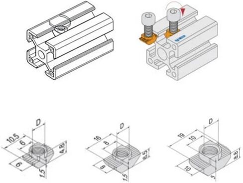 M3 M4 M5 M6 M8 T Nut Sliding T Nut Hammer Mainting Connector (20-M3) in Kuwait