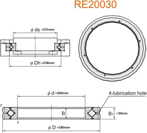 1Pcs Cross-Roller Ring RE20030 RE20030UU RE20030UUC0 RE20030UUCC0 Two-Piece Inner Ring Type to Replace Bearing(RE20030UUCC0) in Saudi Arabia