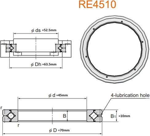 1Pcs Cross-Roller Ring RE4510 RE4510UU RE4510UUC0 RE4510UUCC0 Two-Piece Inner Ring Type to Replace Bearing(RE4510UUCC0) in Saudi Arabia