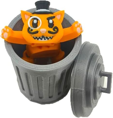 Munnygrubbers - Racoon with Trashcan - Trash Panda in Dumpster Fire - Articulating Fidget - 3D Printed Movable Toy - Fidget Toy - Novelty Gift - Made in USA in Saudi Arabia
